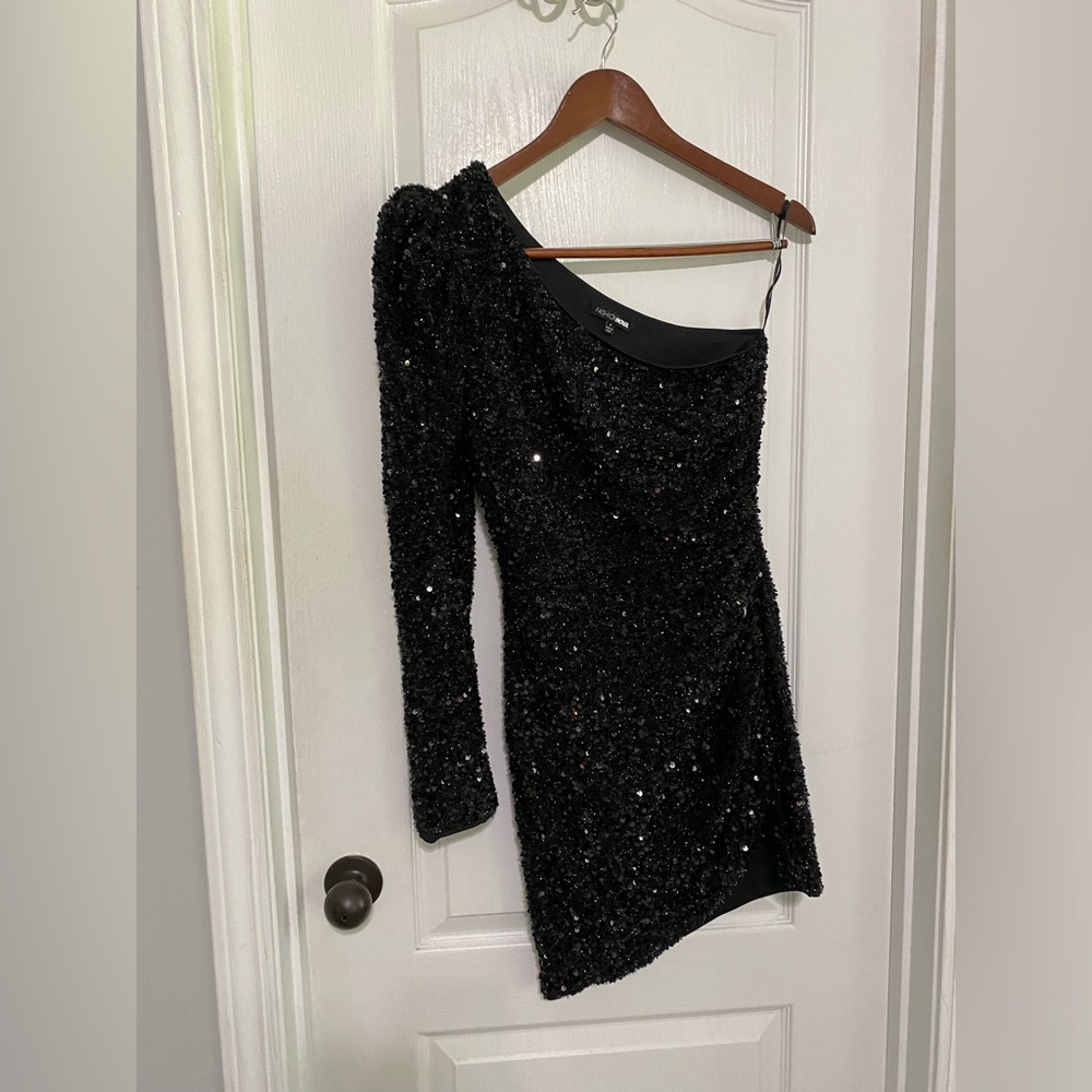 Olivia Sequin Mini Dress - Black Sz S